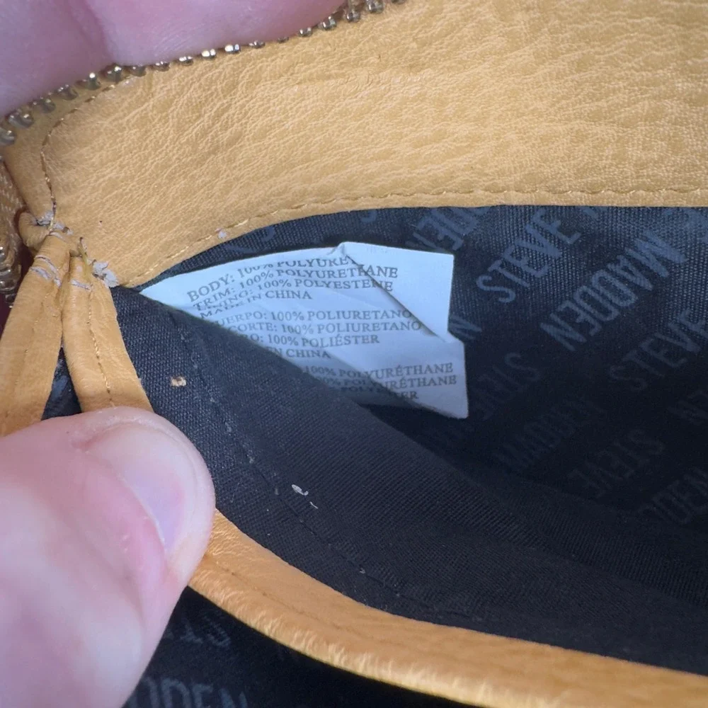 Steve Madden Mustard Yellow‎ Quilted Zip Around Wristlet Wallet Gold Hardware